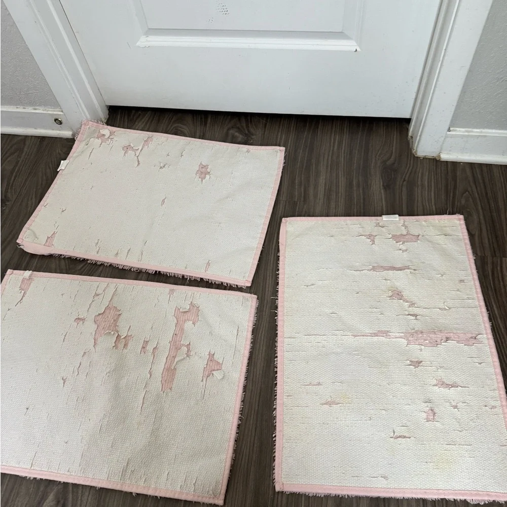 Pink Shaggy Bath Mat Set